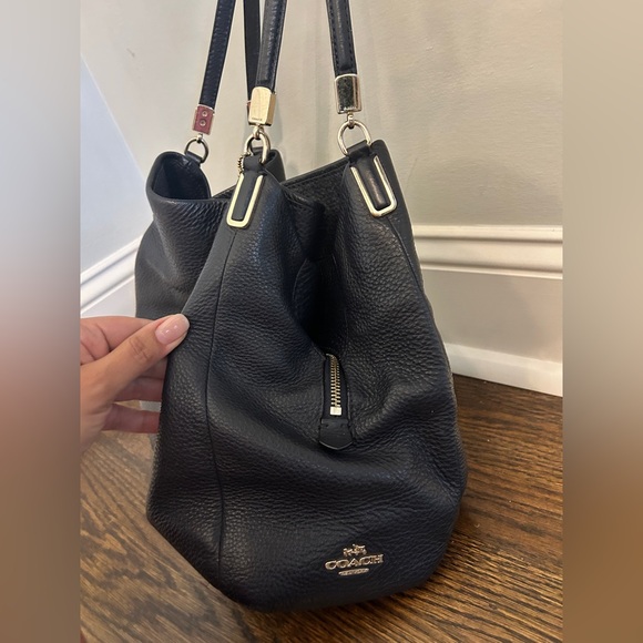 RARE Vintage Coach Phoebe madison navy blue Shoulder Bag In Pebble Leather - Picture 2 of 12